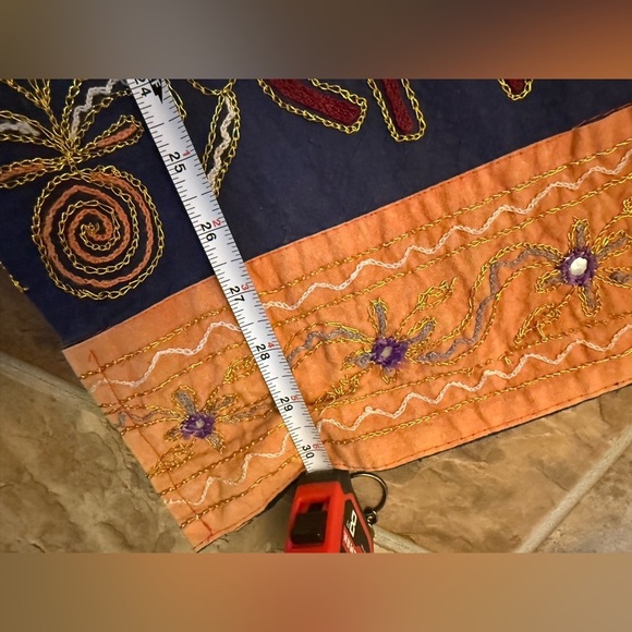 Gold and Orange Midi Pencil Skirt with Embellishments - Picture 4 of 10